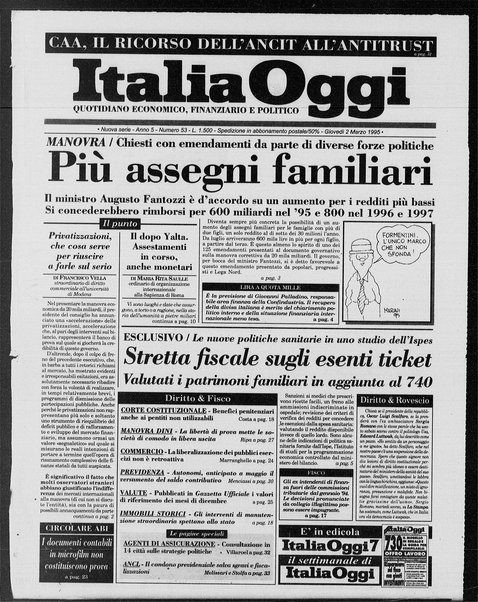 Italia oggi : quotidiano di economia finanza e politica